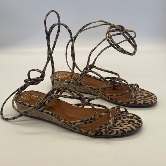 Vince Camuto Prasetta Gladiator Wedge Sandals Size 8 Cheetah Print Leather - Picture 5 of 13